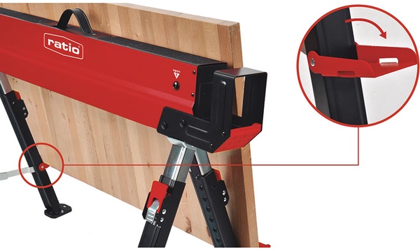 Kit de Caballetes Multifuncion RATIO Acero, Antideslizante, Altura Ajustable, Capacidad 590 kg
